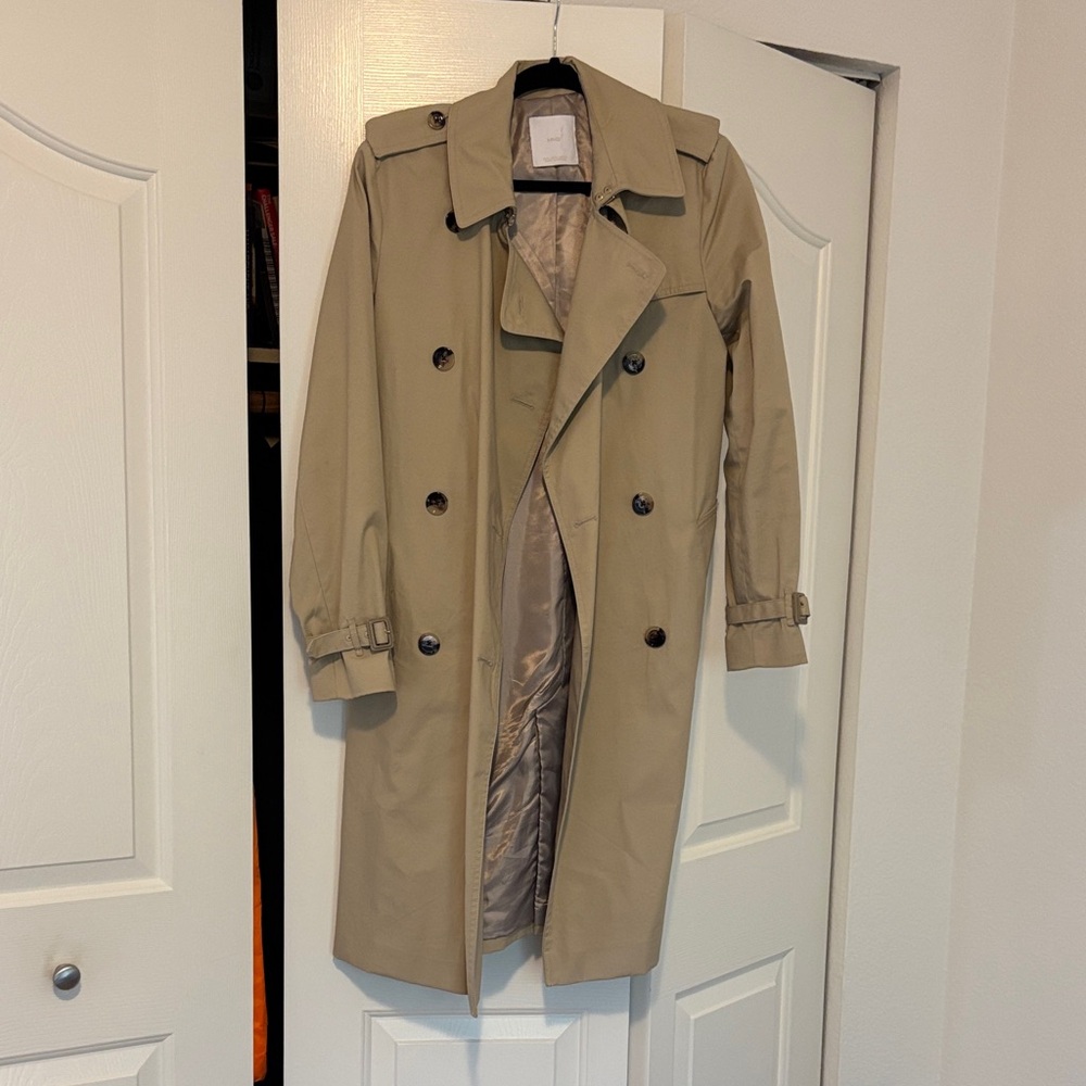 Mango Double-Breasted Beige Trench Coat